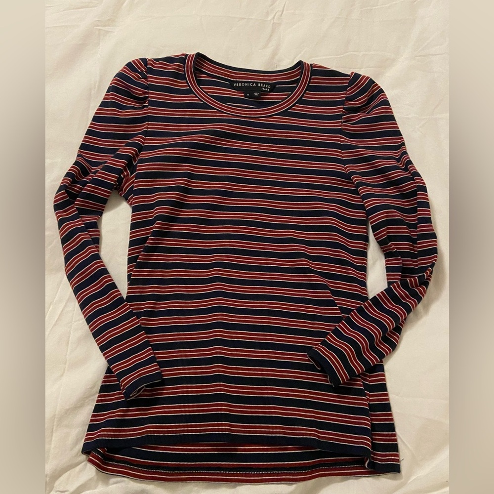 Veronica Beard Stripe Puff Sleeve Sweater